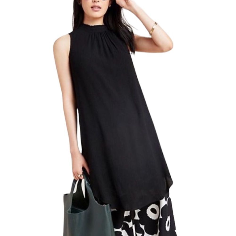 ANTHROPOLOGIE MAEVE Black Piper Sleeveless Tunic Dress